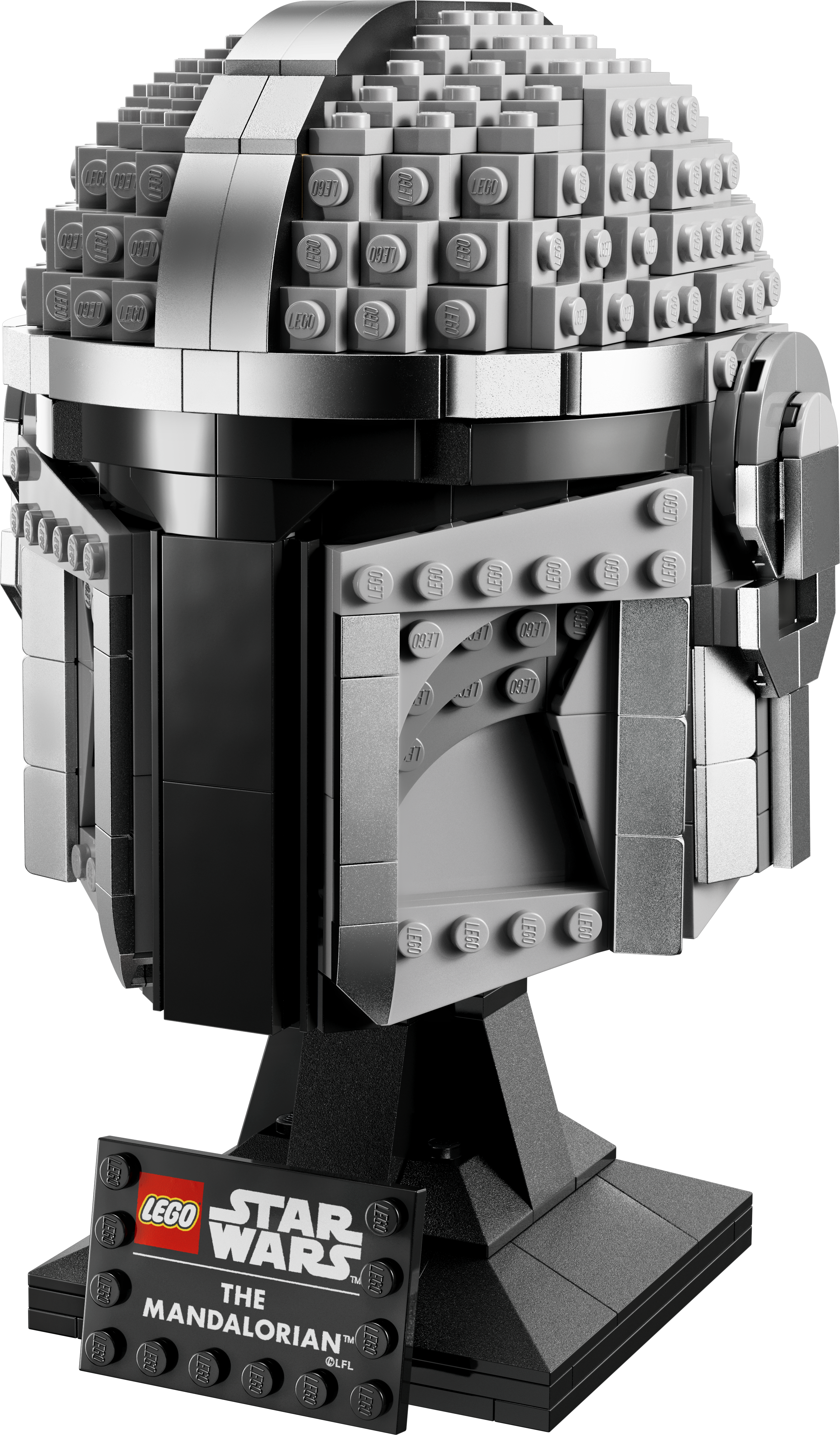 LEGO 75328 Mandalorianer Helm – kompletter Helm mit metallischem Glanz und Ständer