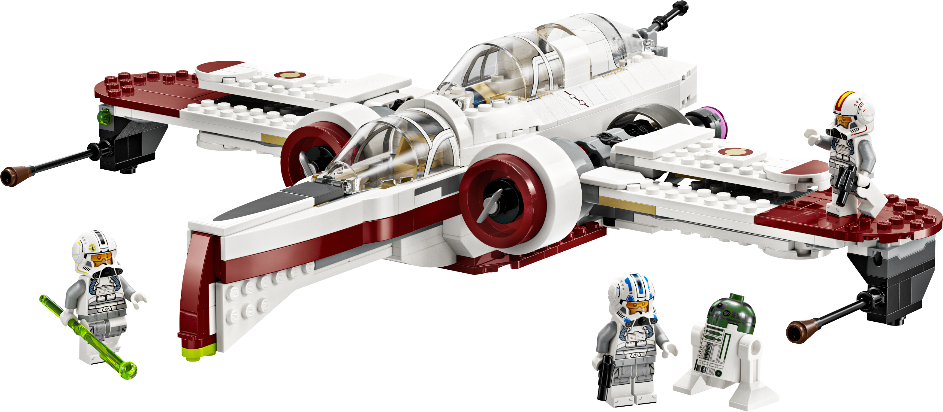 LEGO 75402 ARC-170 Starfighter – Rot-weißer Clone Wars Jäger mit aufgeklappten Flügeln