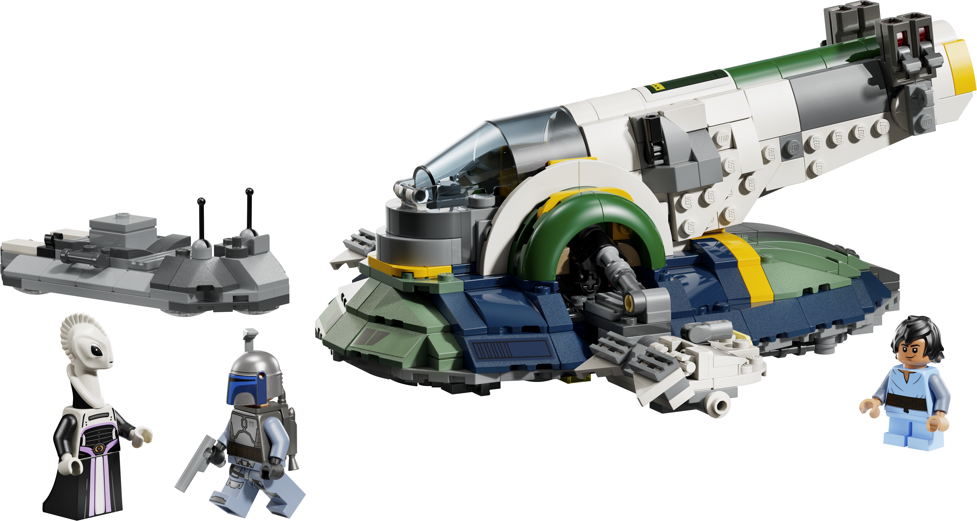LEGO 75433 Jango Fetts Sternenschiff – Firespray mit Servicewagen und Minifiguren
