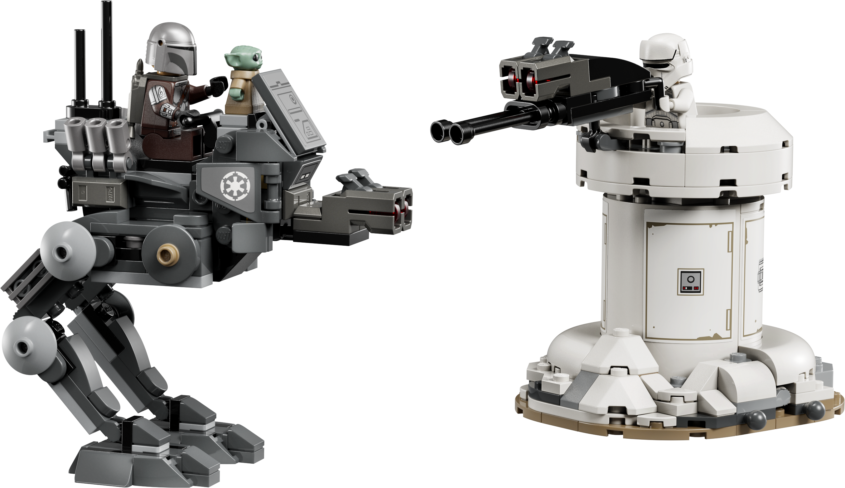 LEGO 75444 Angriff des AT-RT – Grau-schwarzer Kampfläufer und weißer Wehrturm mit Geschützkuppel