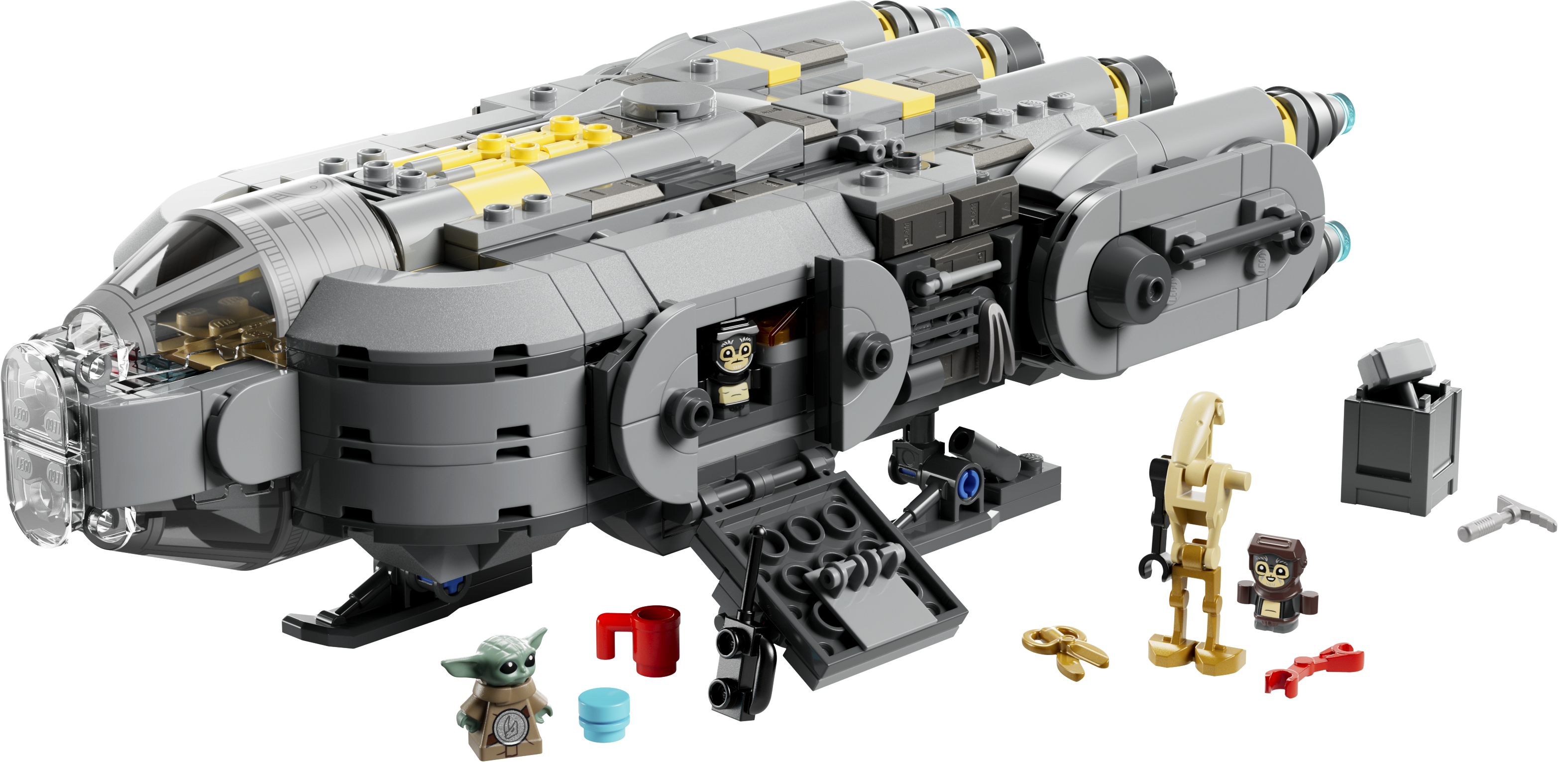 LEGO 75445 Anzellaner Sternenschiff – Silbergraues Raumschiff mit ausgefahrener Rampe und Droide