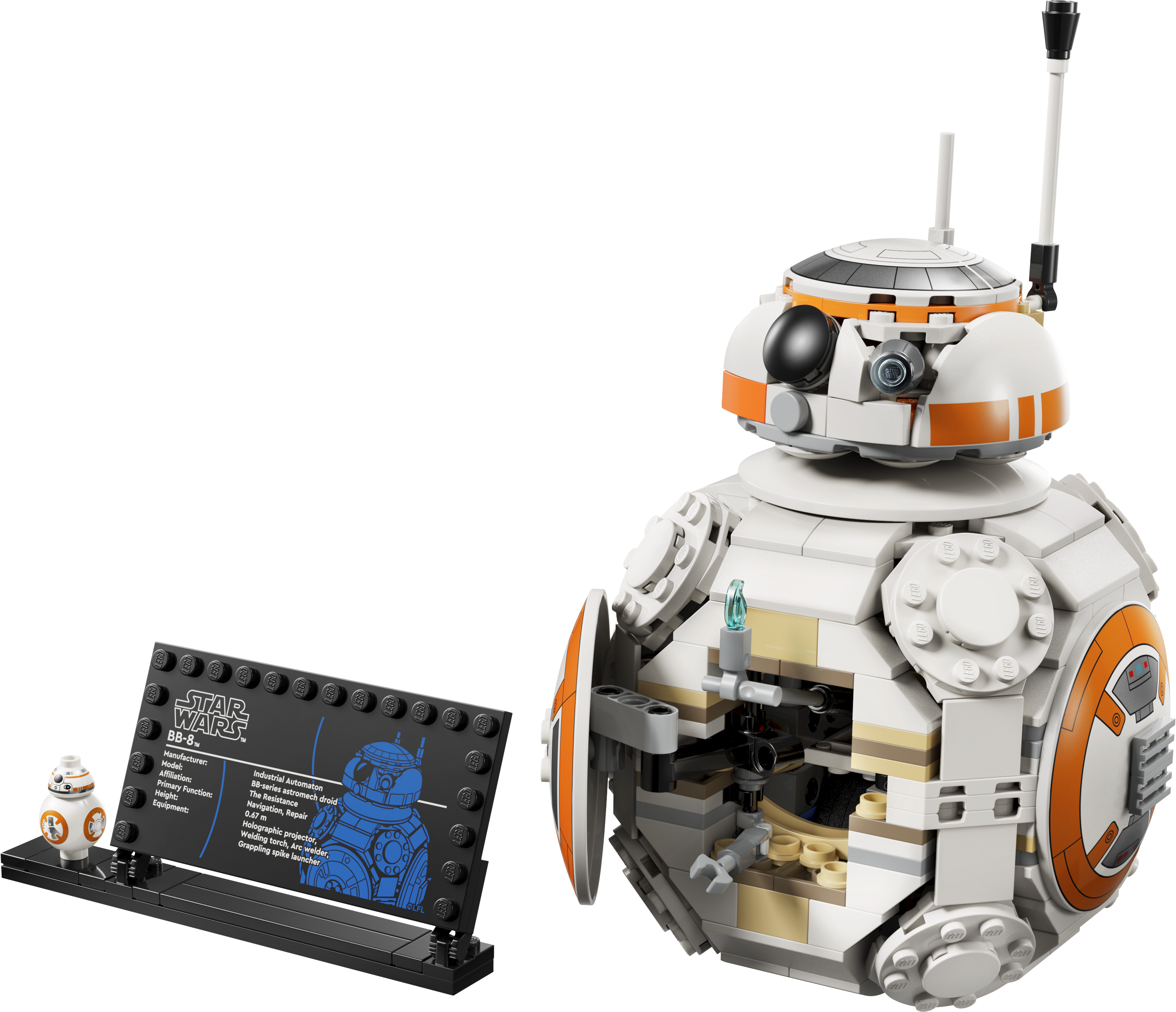 LEGO 75452 BB-8 – Weißer Astromech-Droide mit orangem Streifen und schwarzen Details