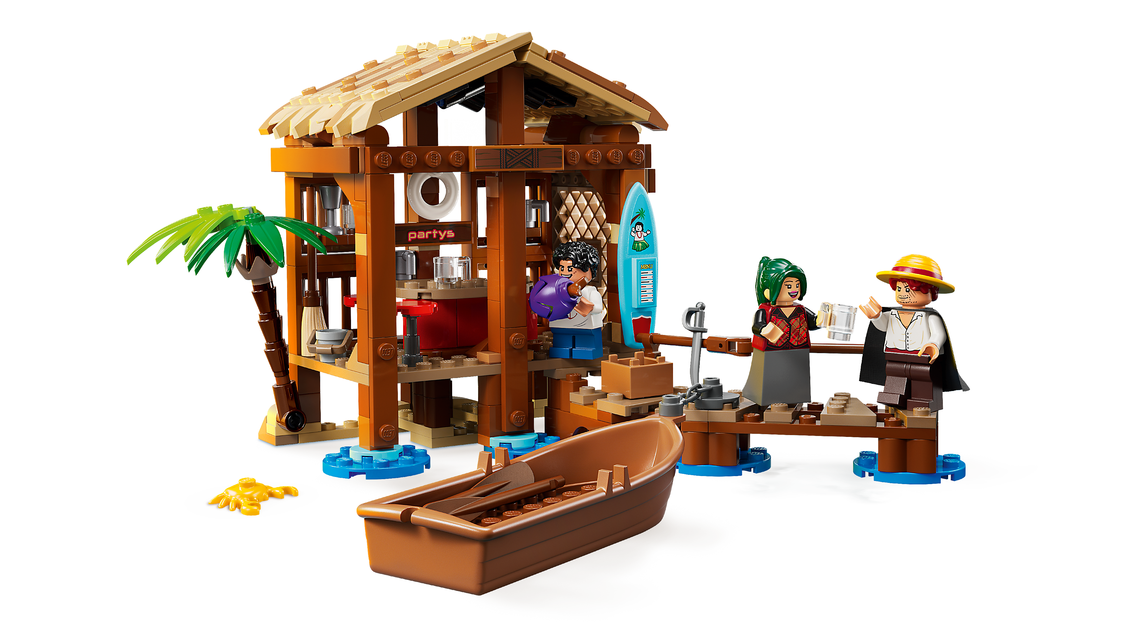 LEGO 75636 Hütte im Windmühlendorf mit aufgeklapptem Dach und Innenbereich