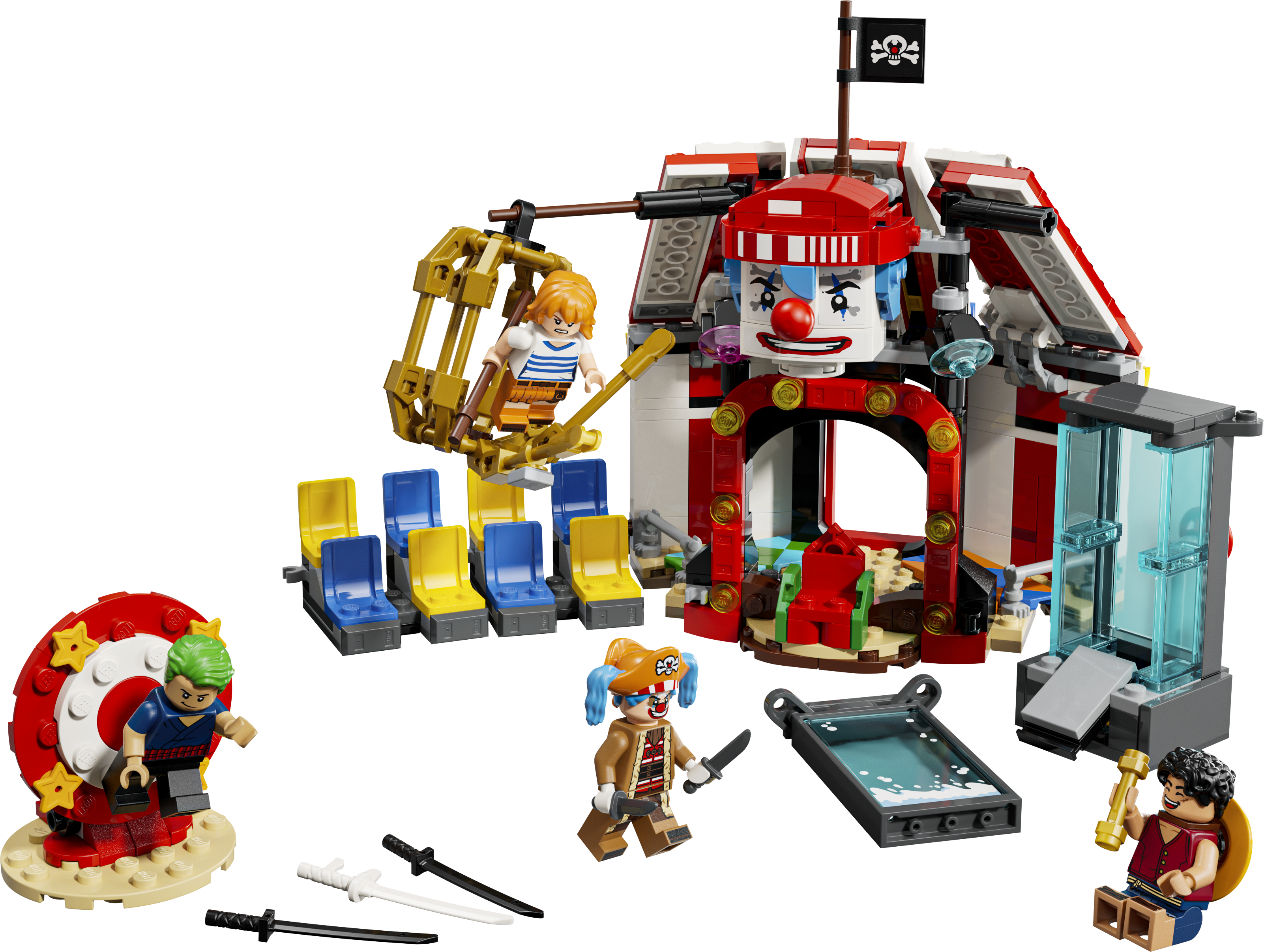 LEGO 75637 Buggy the Clown's Circus Tent product image with all minifigures and play features