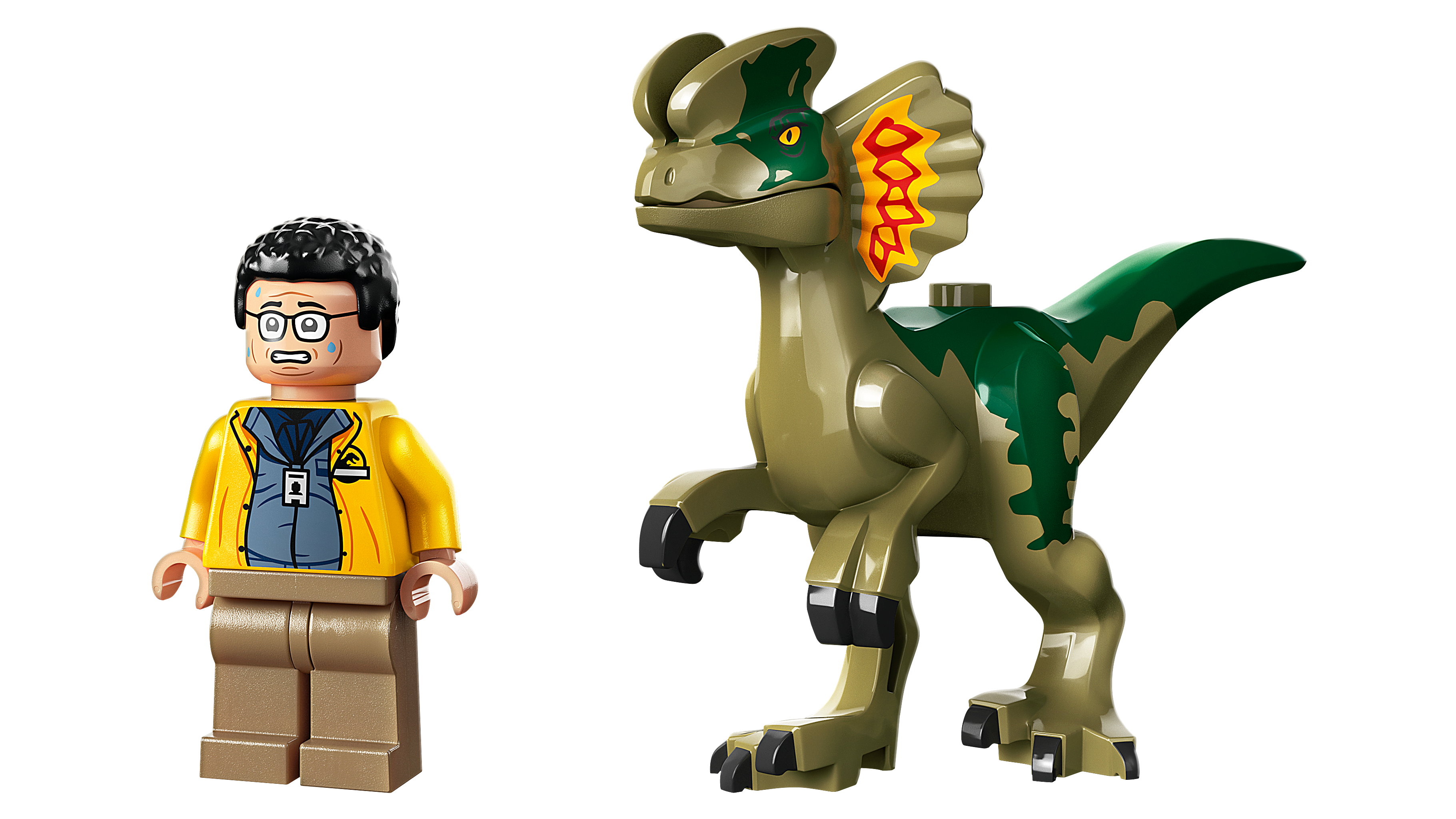 LEGO 76958 Jurassic Park Jeep mit Dennis Nedry Minifigur und East Dock Schild Detail