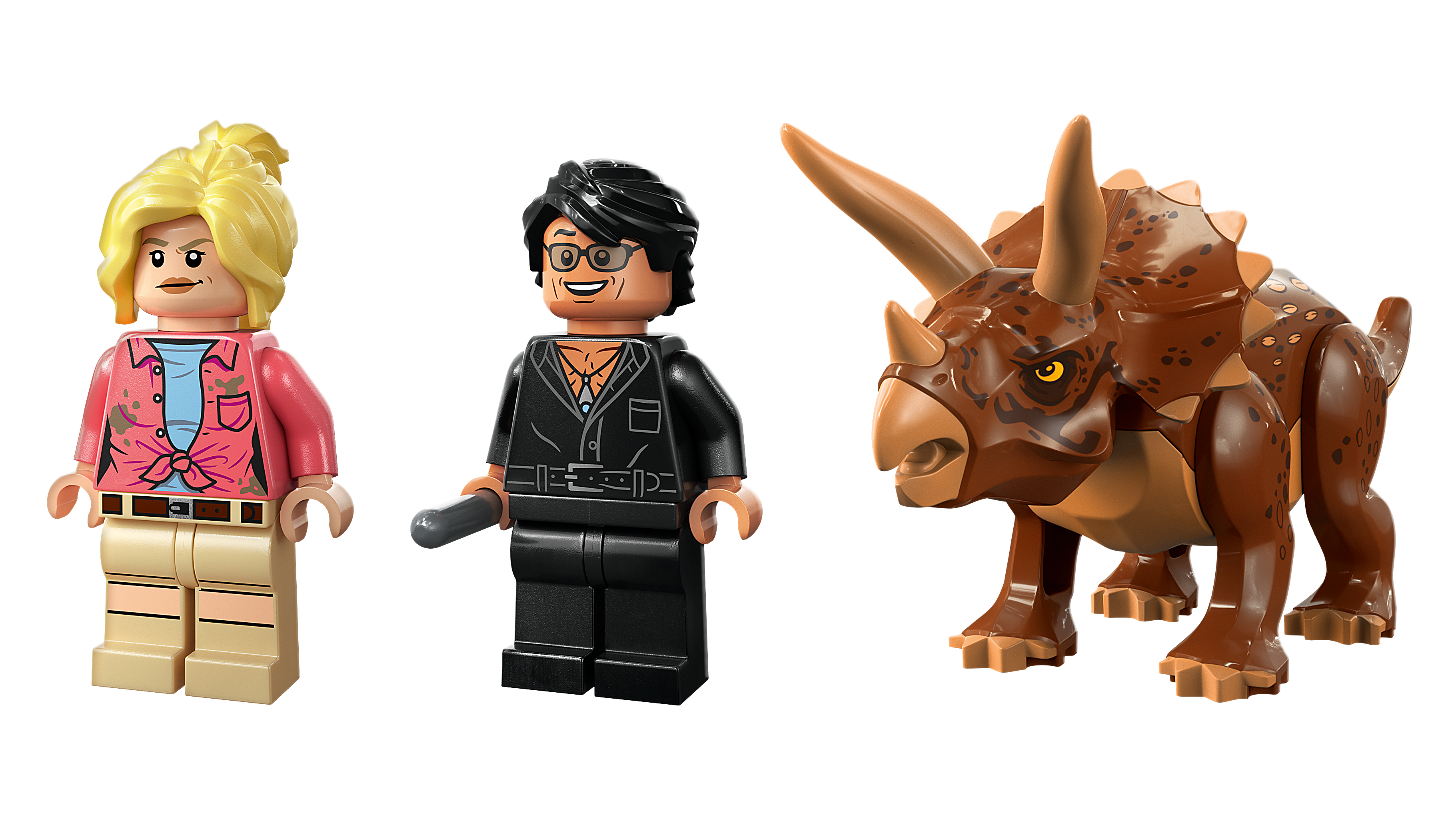 LEGO 76959 Jurassic Park Triceratops Research product image with Ford Explorer, Triceratops and minifigures