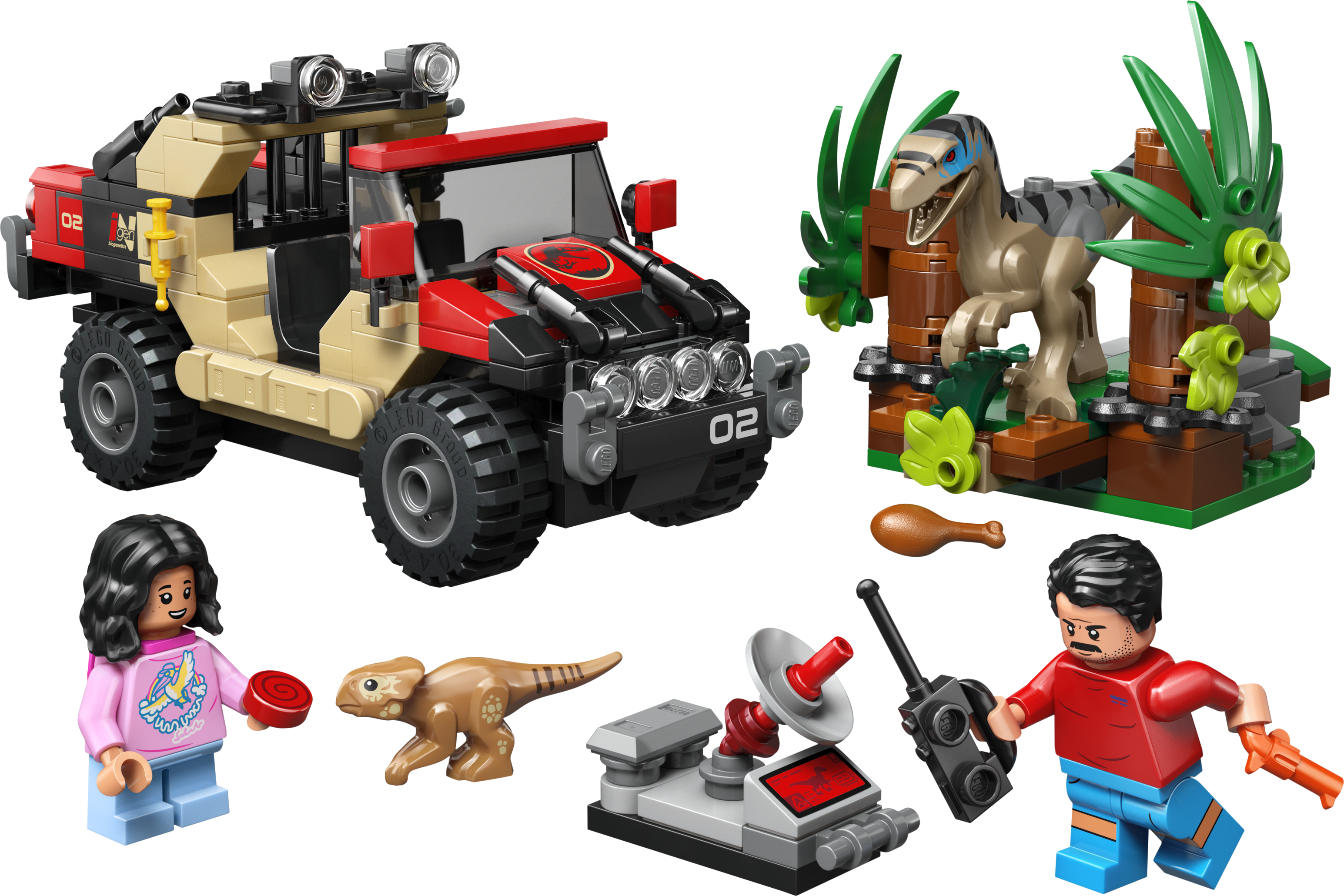 LEGO 76972 Raptor Chase Terrain Vehicle product image with dinosaur and vehicle