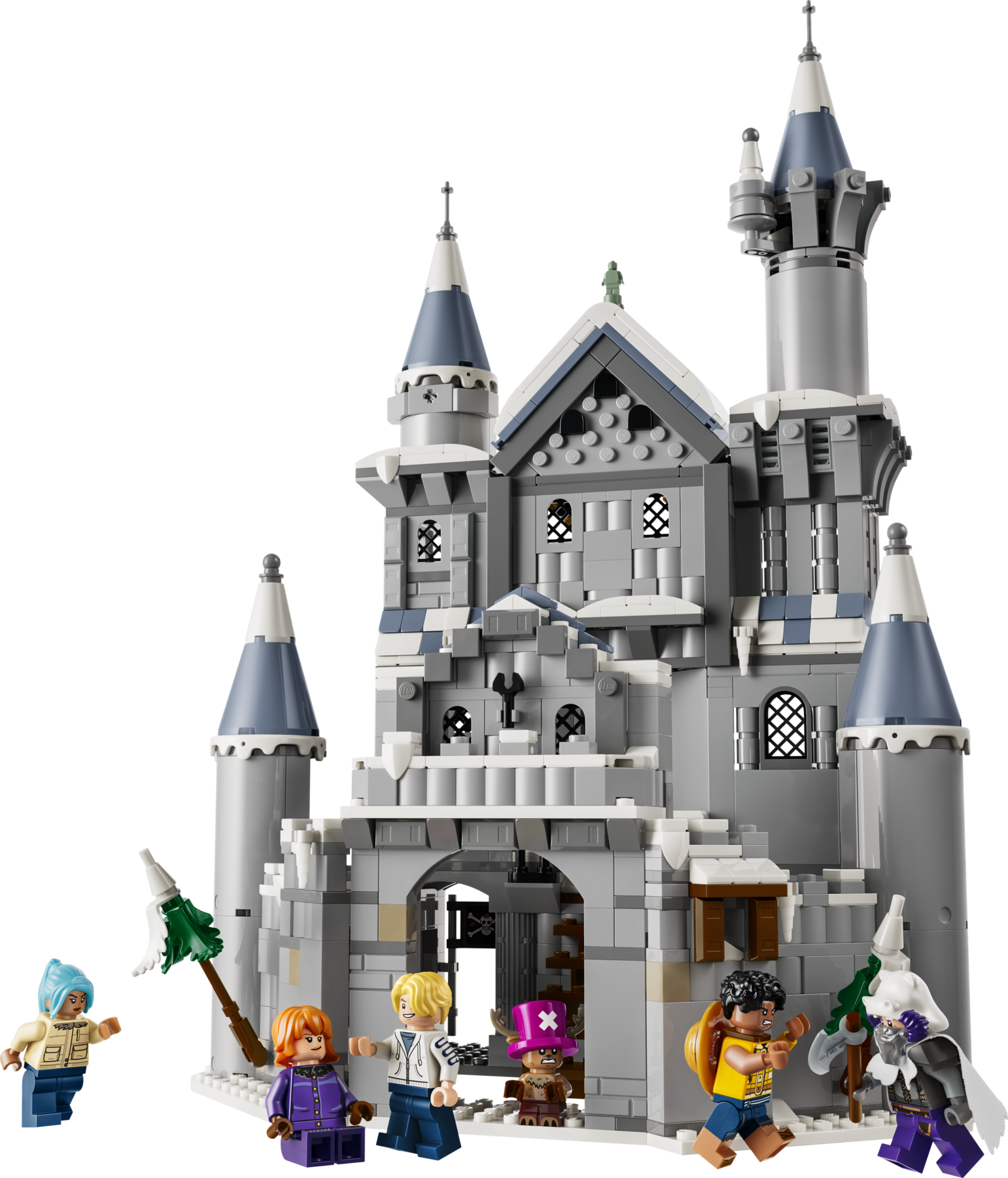 LEGO 75645 Duell im Schloss Drumm Produktbild mit Wapols Festung, Türmen und Schneeumgebung