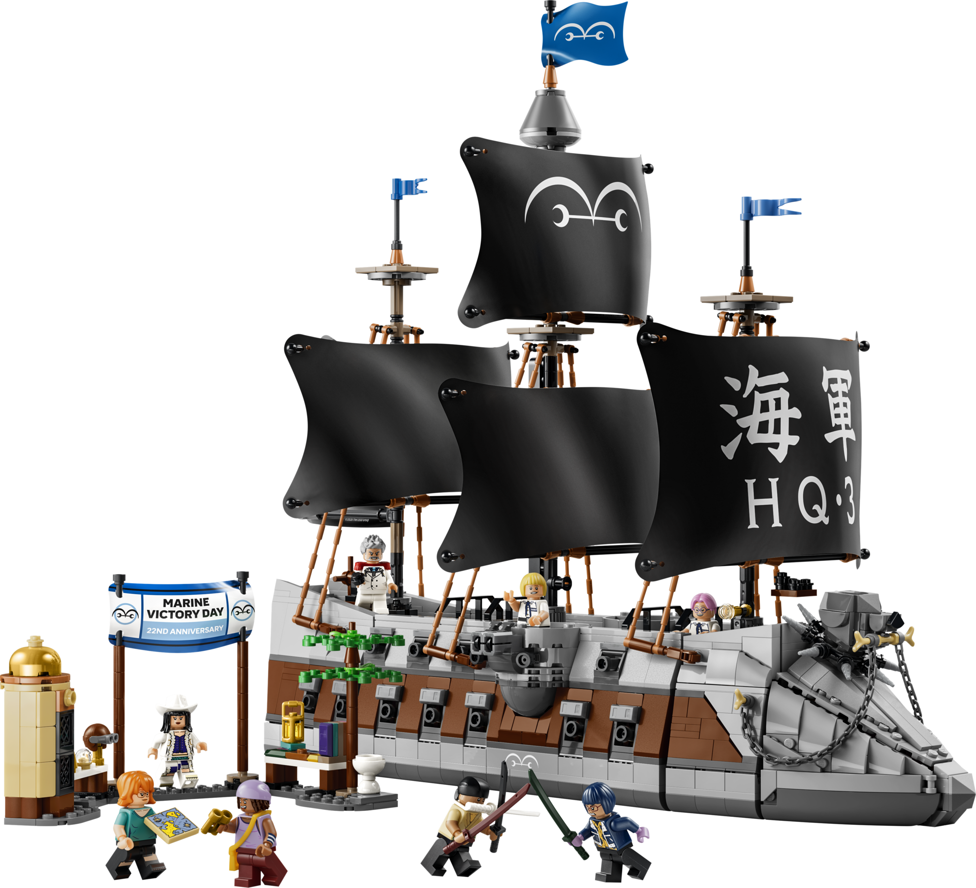LEGO 75646 Garps Marineschlachtschiff Produktbild mit Hundegalionsfigur und Foliensegelung