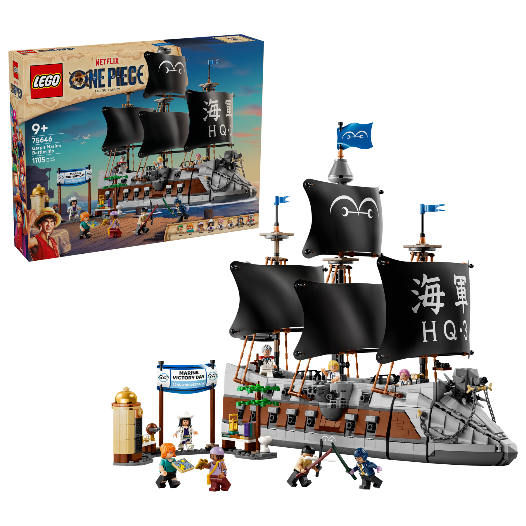 LEGO 75646 Garps Marineschlachtschiff mit aufgeklapptem Oberdeck und Detailbereich